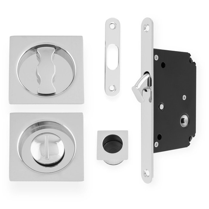 sliding door lock set square roses radius forend & strike