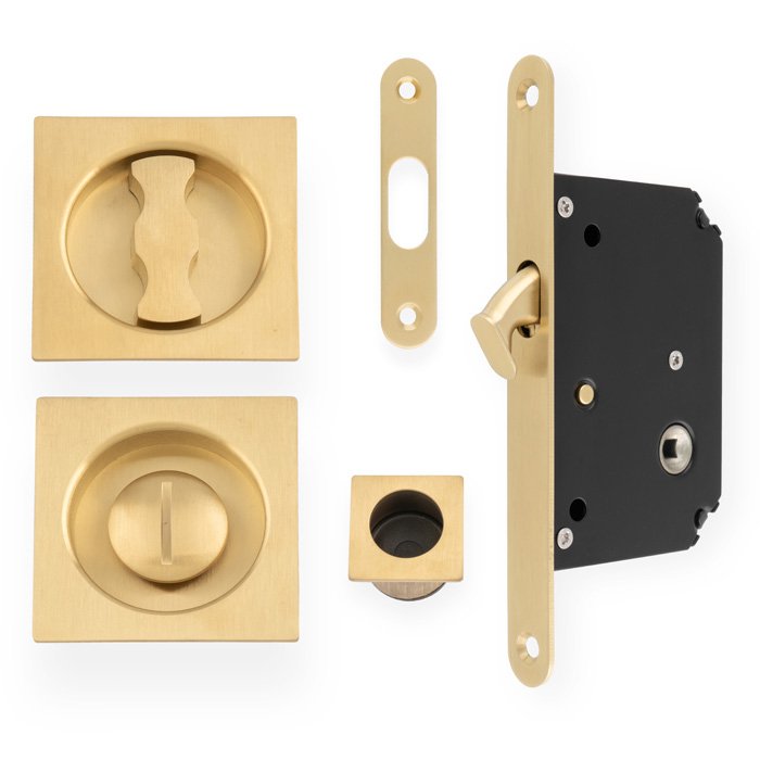 sliding door lock set square roses radius forend & strike